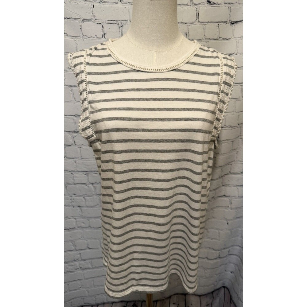 Banana Republic Cap Sleeve Cotton Blend striped sleeveless top Medium
